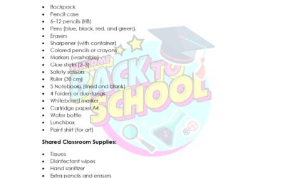 School Supplies for the 2025 – 2026 Academic Year
